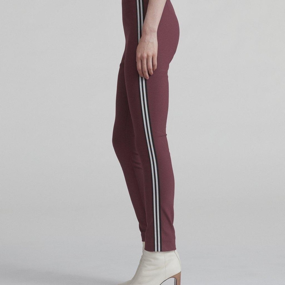 NWT rag & bone Simone Side Striped pants in Burgundy - Picture 2 of 11